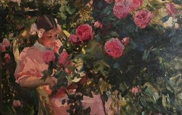 Elena entre Roses by Sorolla